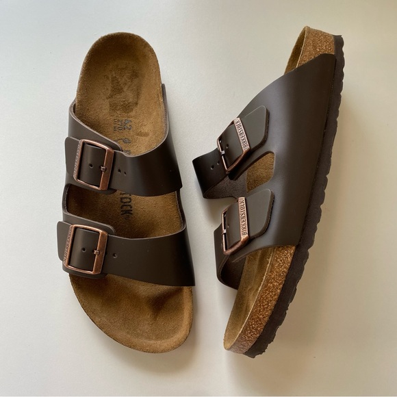 Birkenstock Arizona Birko-Flor Dark Brown Double Strap Sandal EU 42/US W11/M9 - Picture 1 of 10